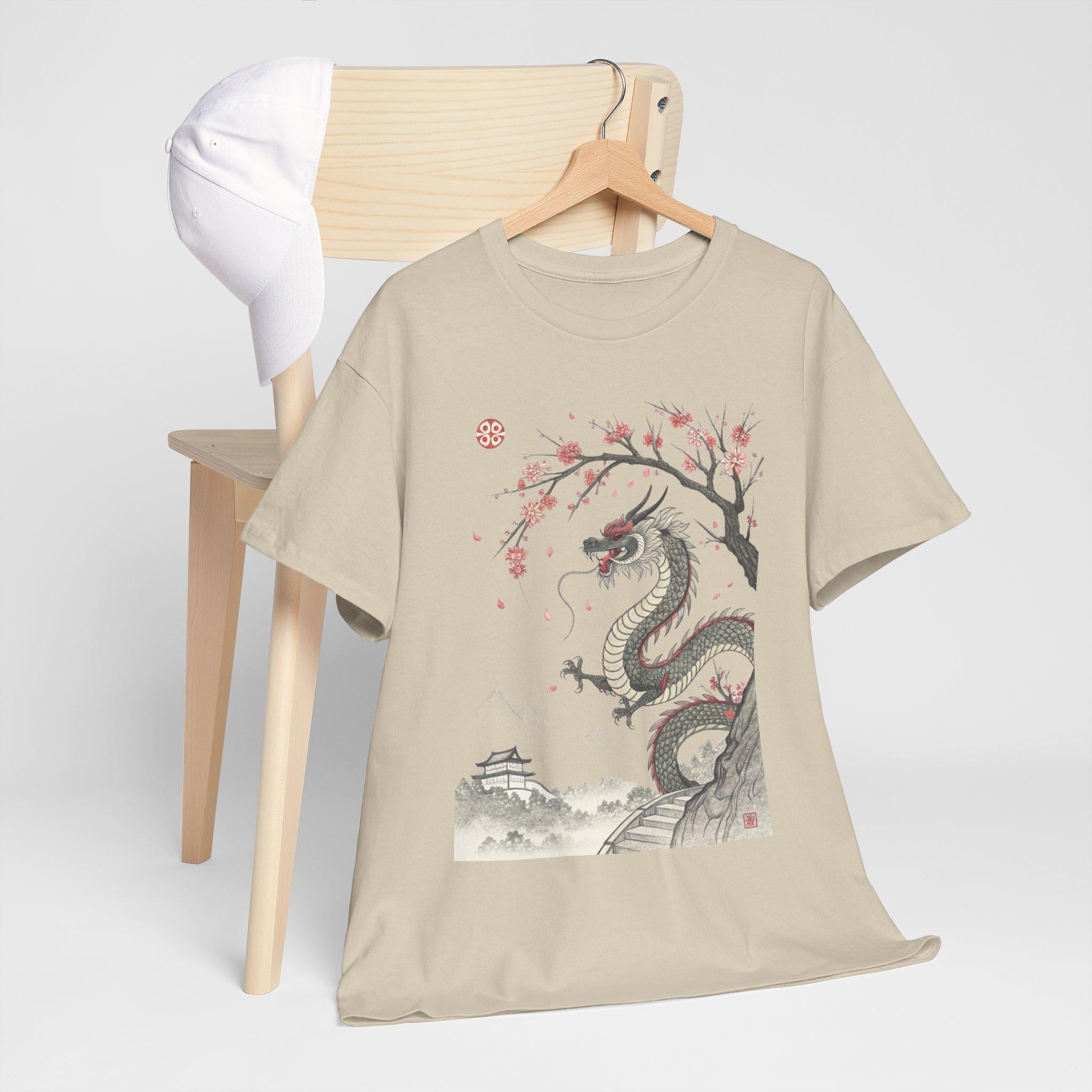 Vintage Japanese Dragon Graphic Tee: Retro Fantasy Shirt