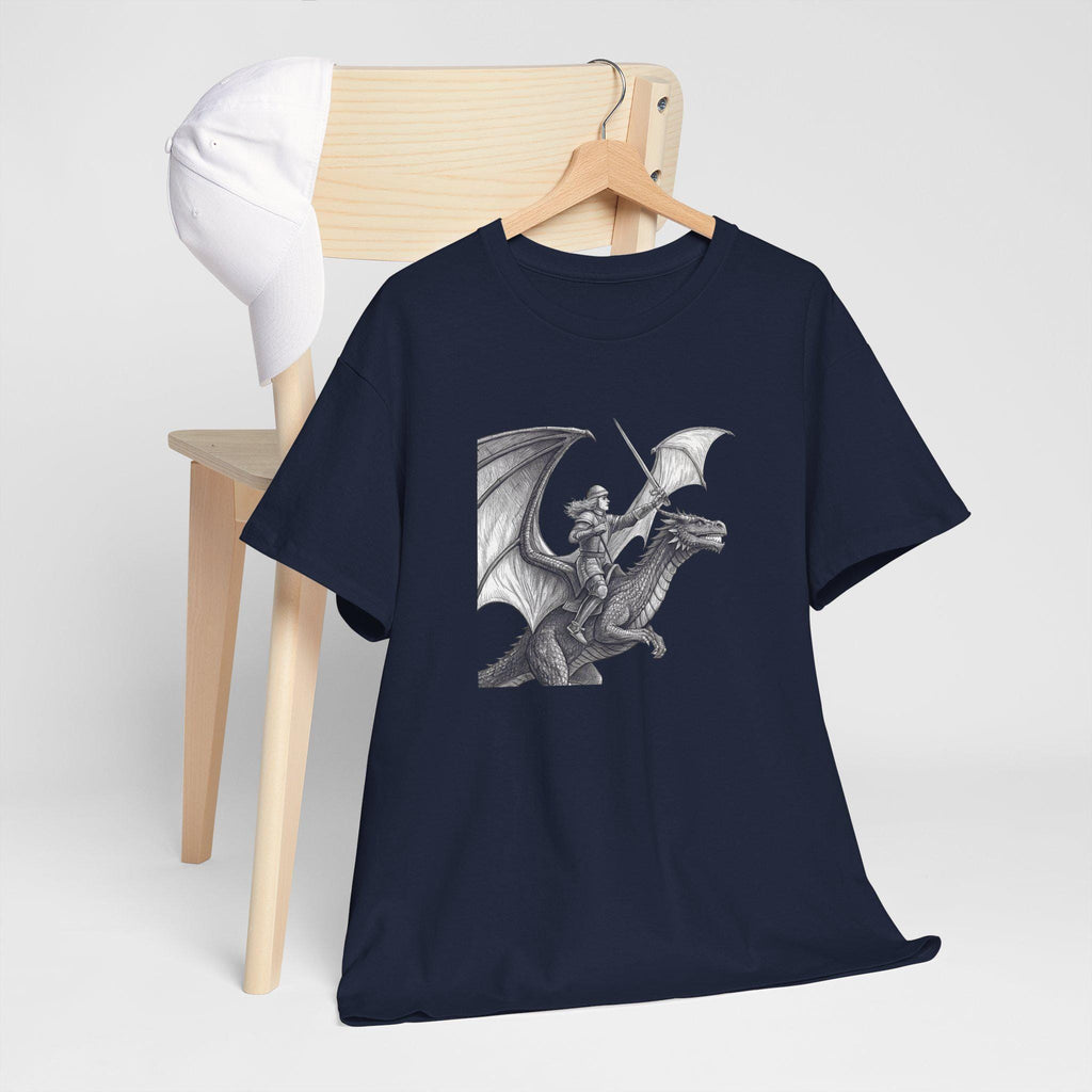 Dragonrider Graphic Tee: Mythical Fantasy Rider Cotton Shirt