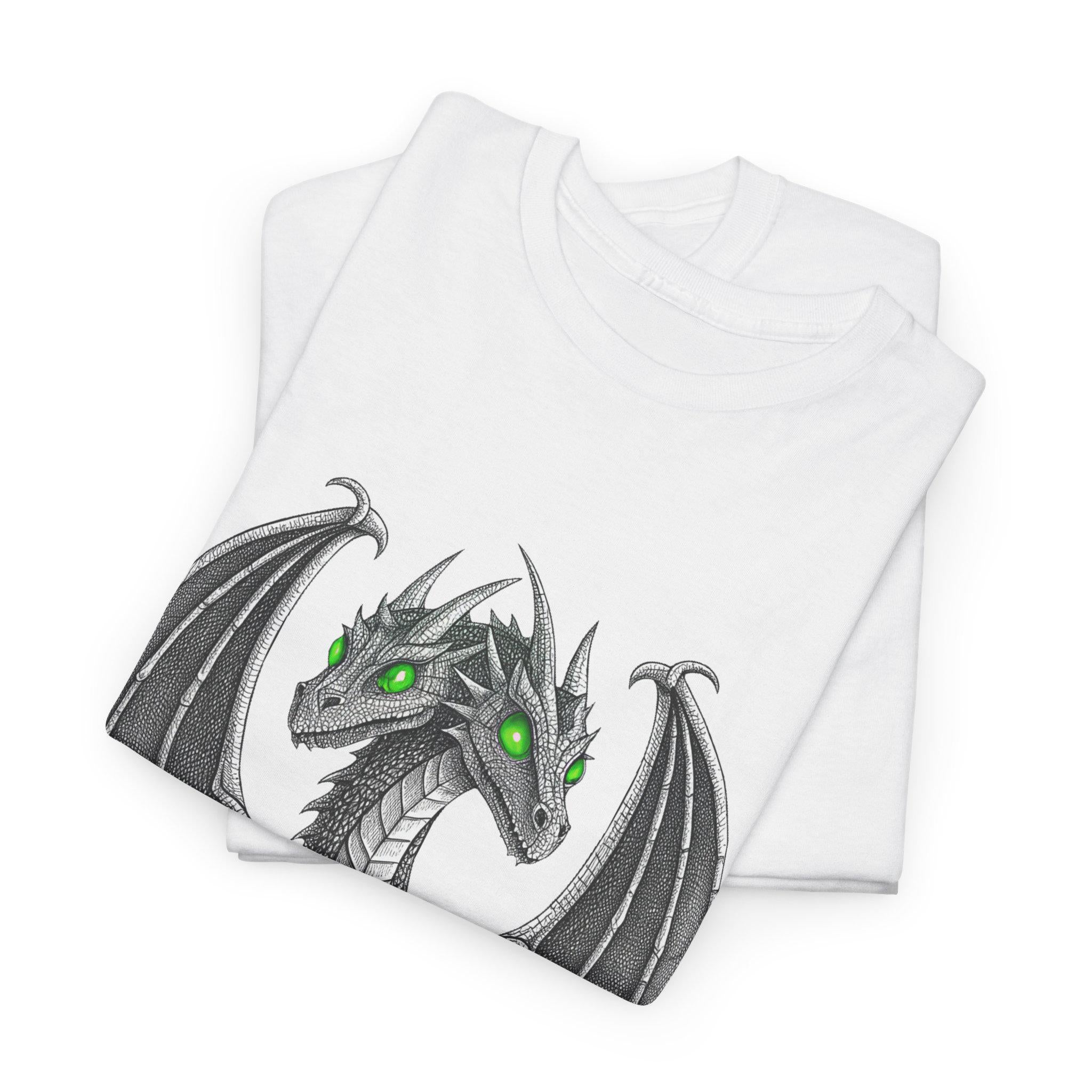Two-Headed Dragon T-Shirt: Hand-Drawn Medieval Gothic Fantasy Tee