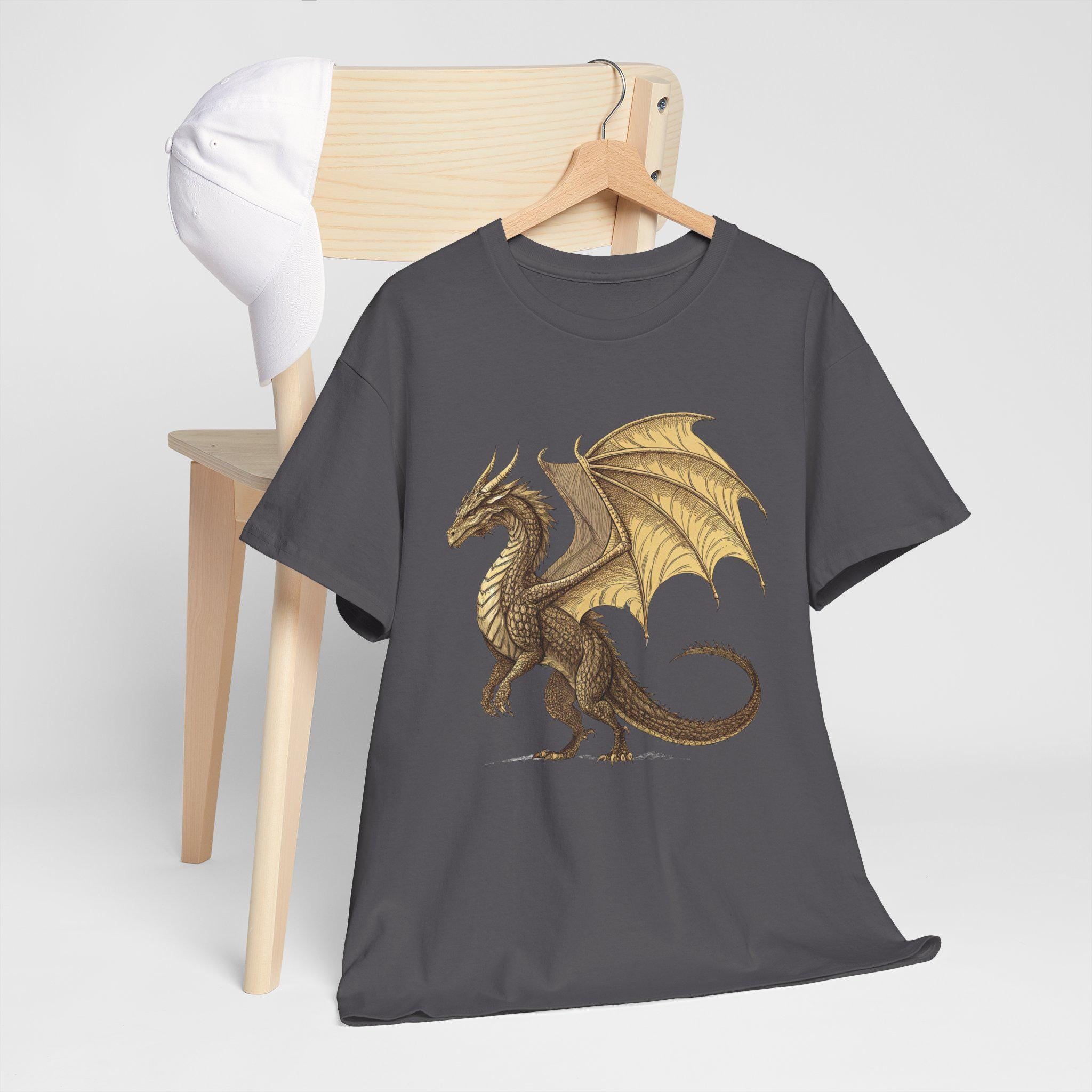 Golden Dragon Graphic Tee: Medieval Fantasy Shirt
