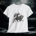 Knight and Lion Graphic Tee: Medieval Fantasy Unisex T-Shirt