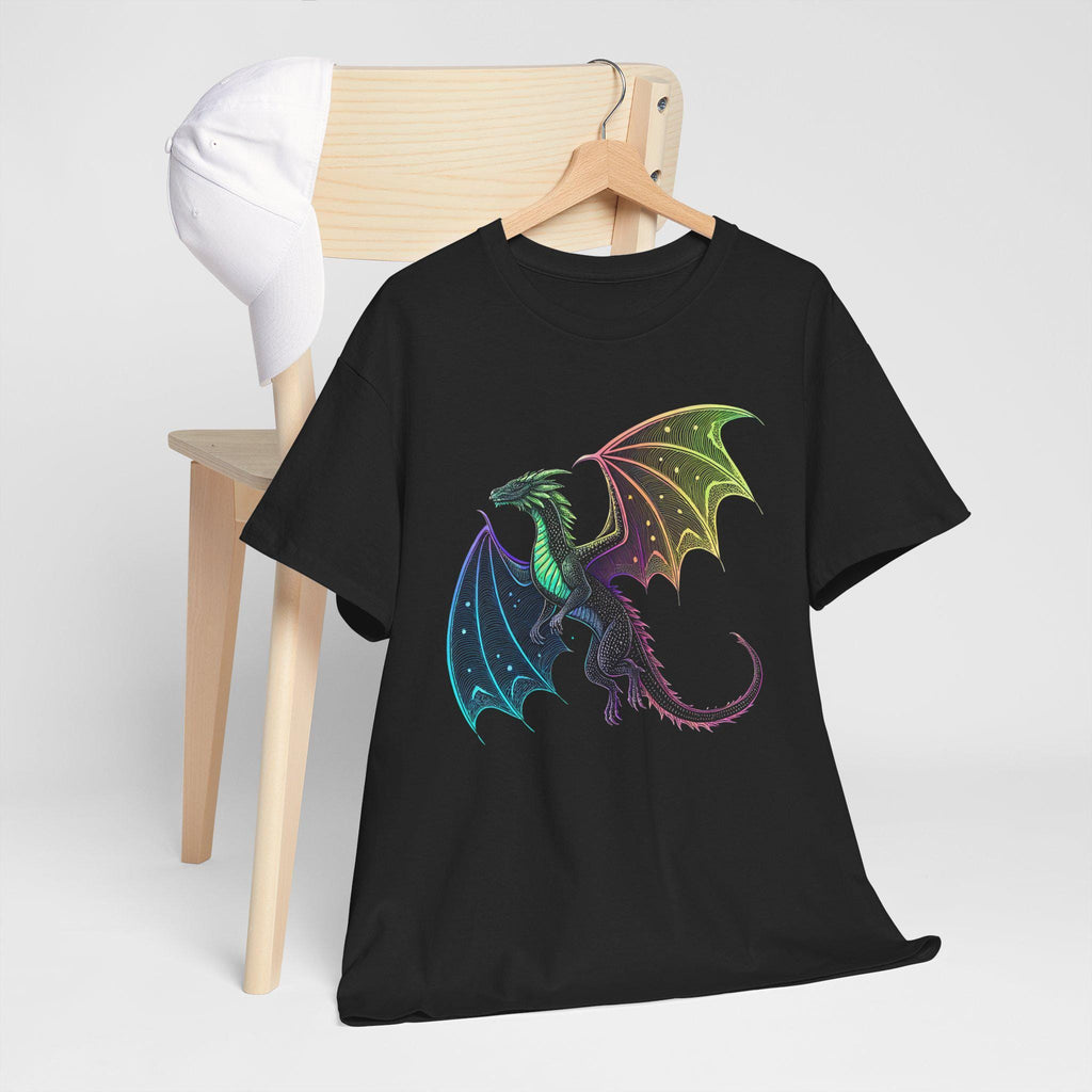 Cosmic Neon Dragon T-Shirt: Castlecore Medieval Fantasy Tee