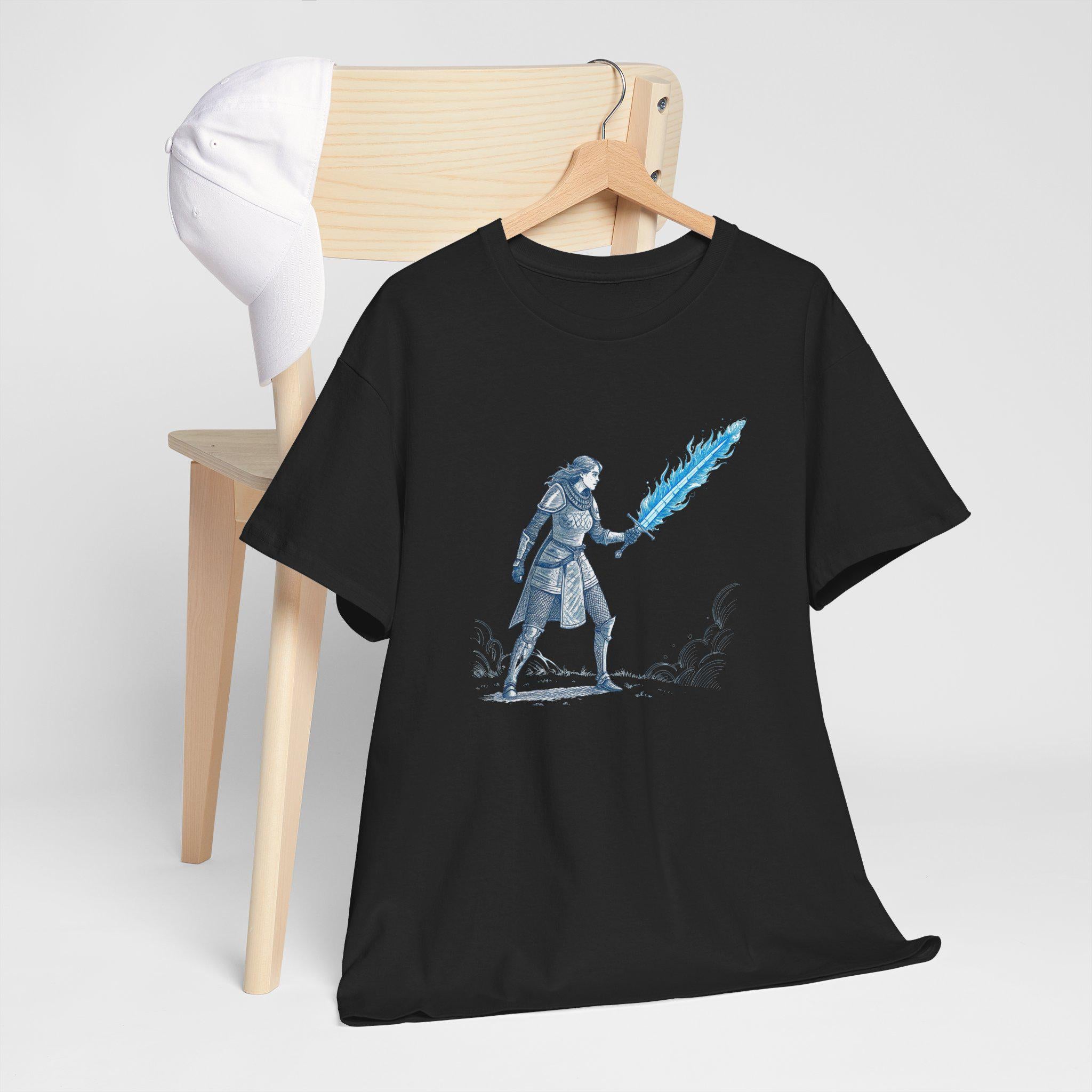Female Knight T-Shirt: Medieval Sword Fantasy Graphic Tee