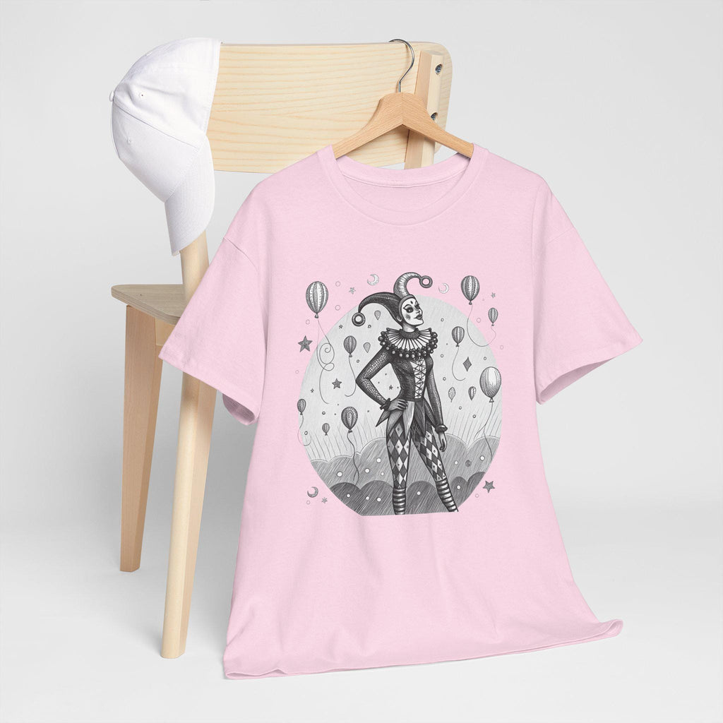 Female Harlequin Jester Graphic Tee: Medieval Renaissance Costume