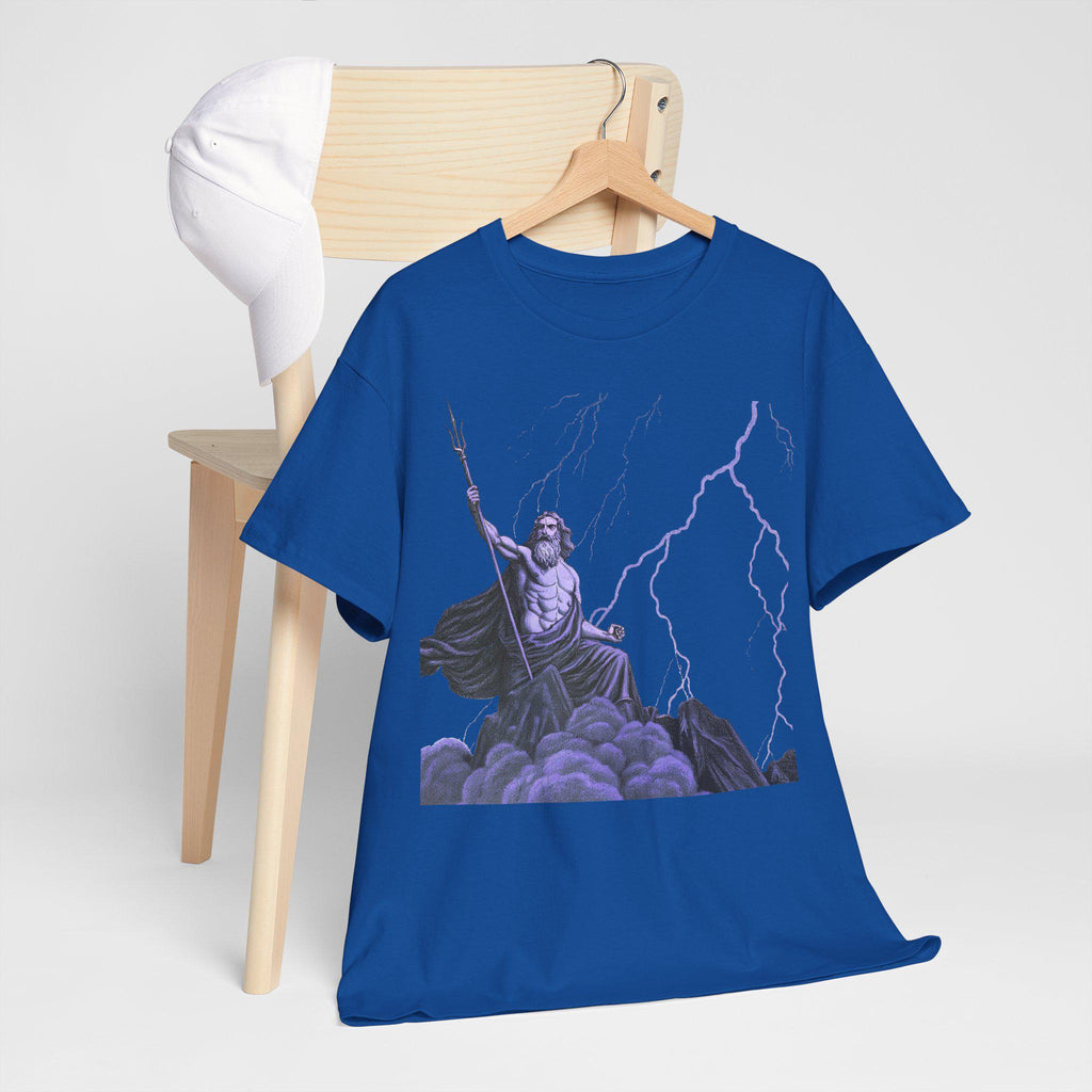 Zeus Lightning Graphic T-Shirt: Purple Greek Mythology Tee