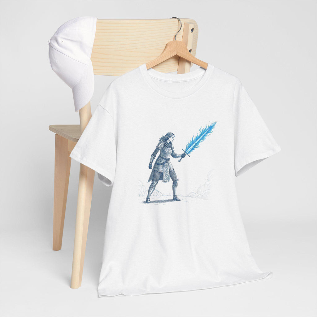 Female Knight T-Shirt: Medieval Sword Fantasy Graphic Tee