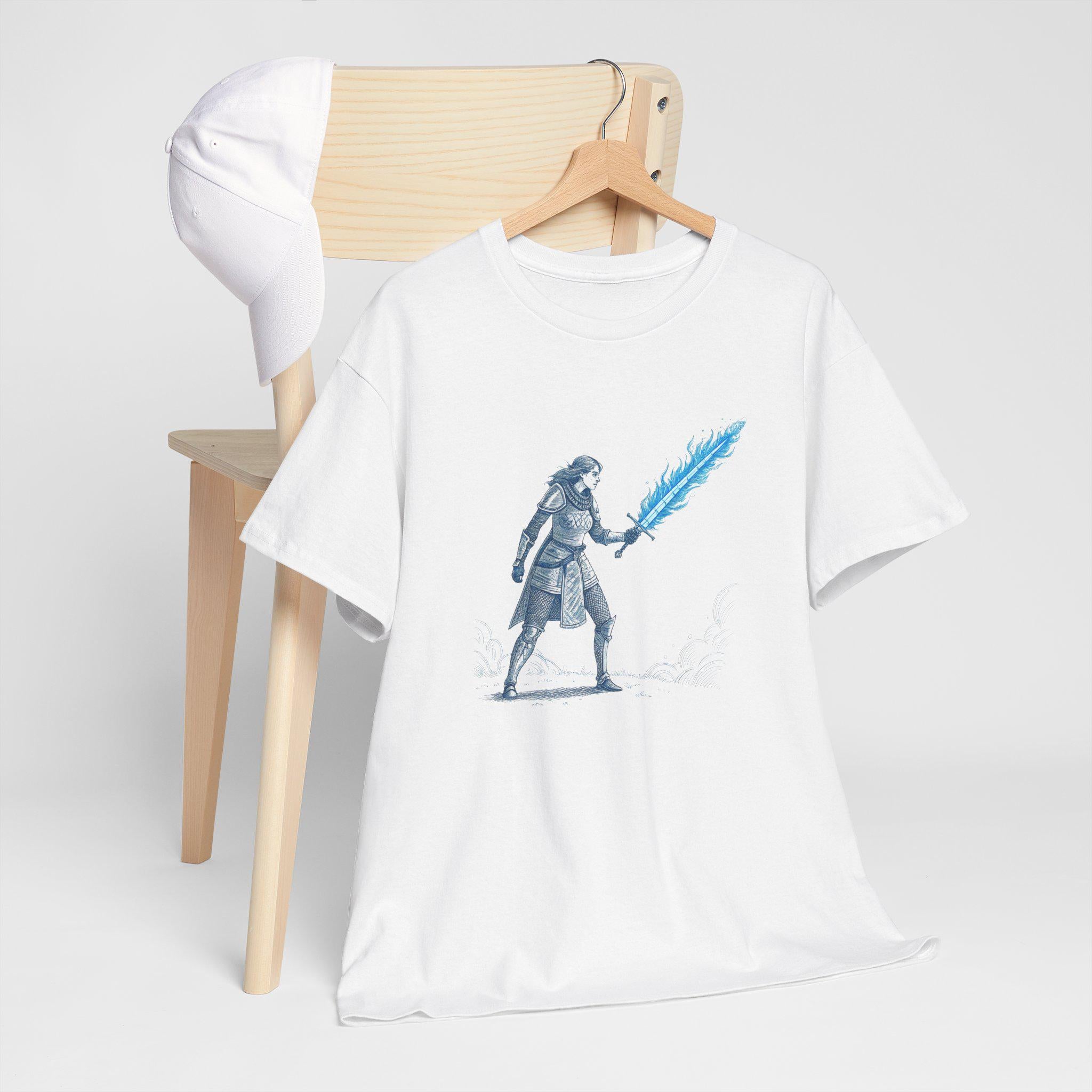 Female Knight T-Shirt: Medieval Sword Fantasy Graphic Tee