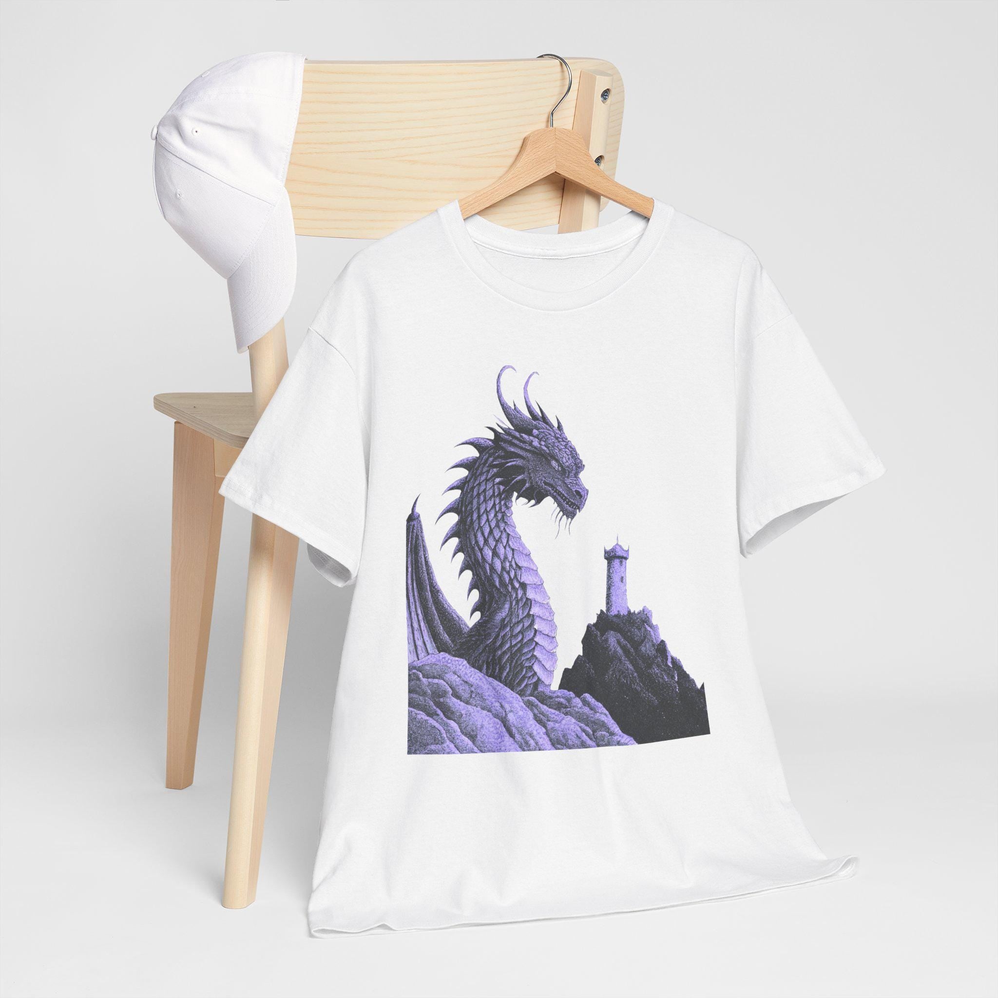 Dragon Graphic Tee: Monochromatic Medieval Fantasy Shirt