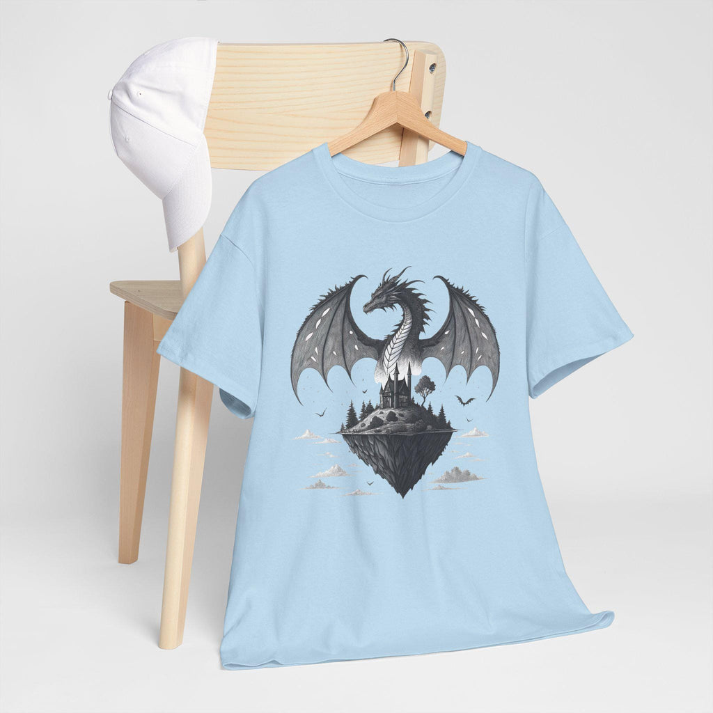 Gothic Dragon Graphic Tee: Hand-Drawn Fantasy Medieval Shirt