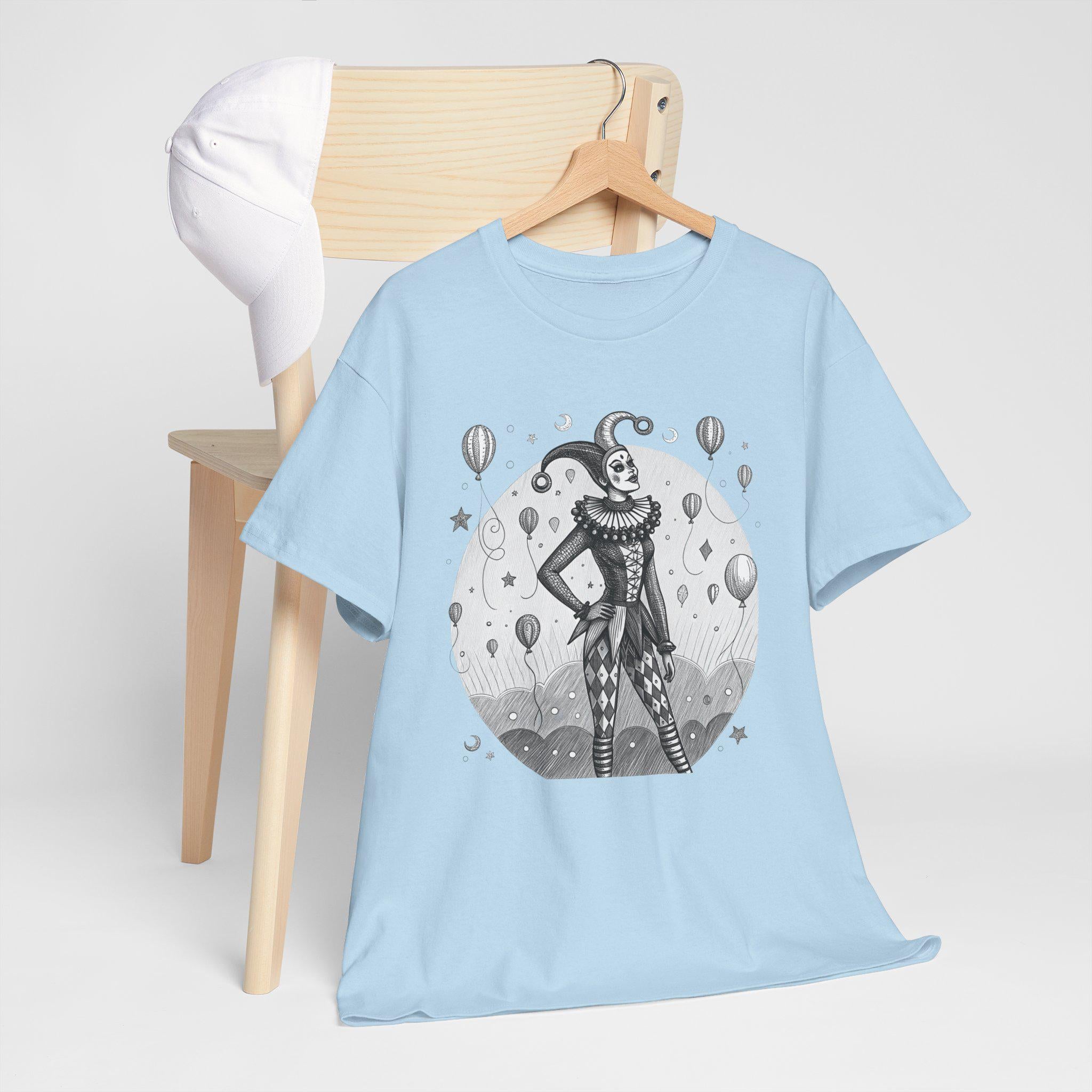 Female Harlequin Jester Graphic Tee: Medieval Renaissance Costume