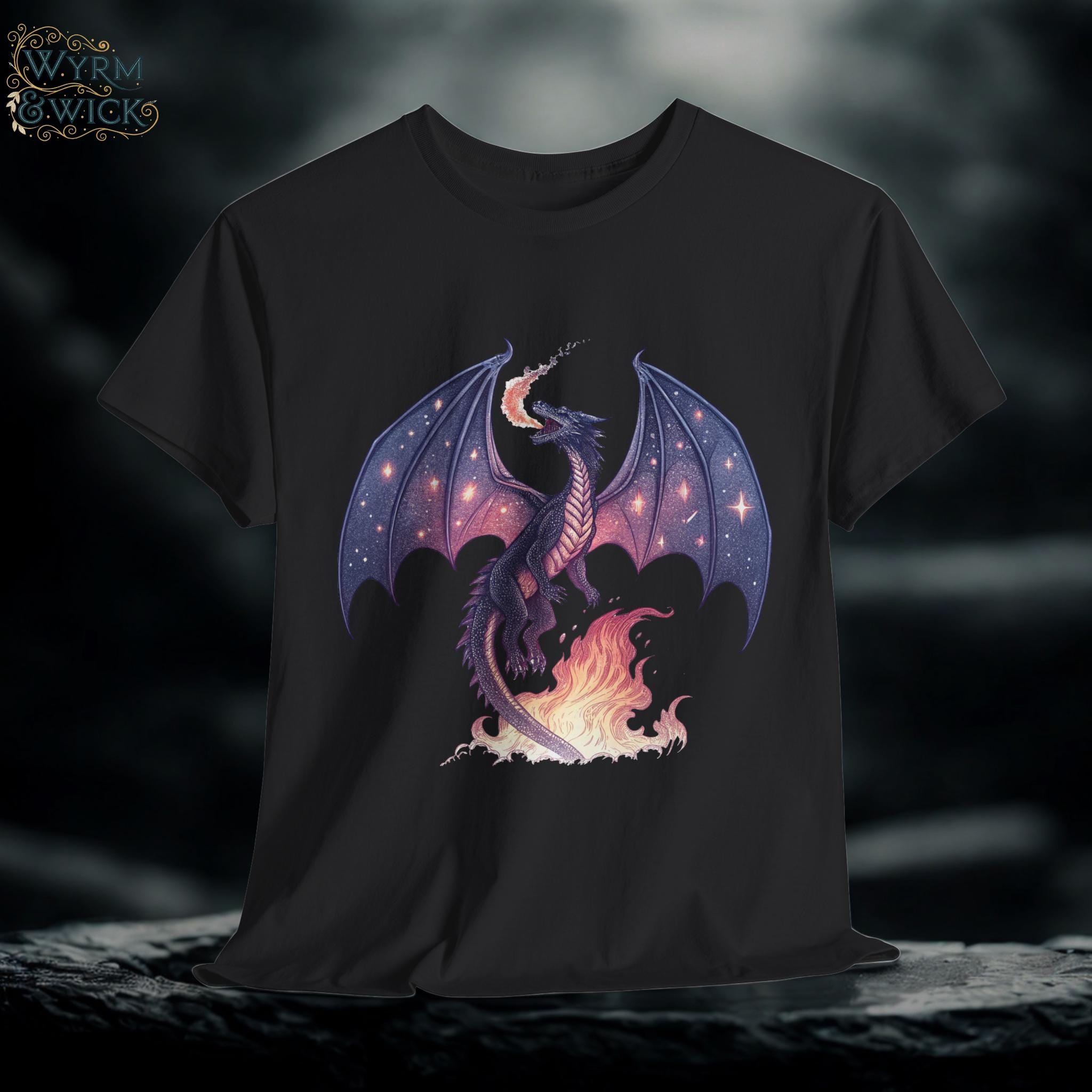 Cosmic Dragon Graphic Tee: Medieval Castlecore Fantasy Shirt