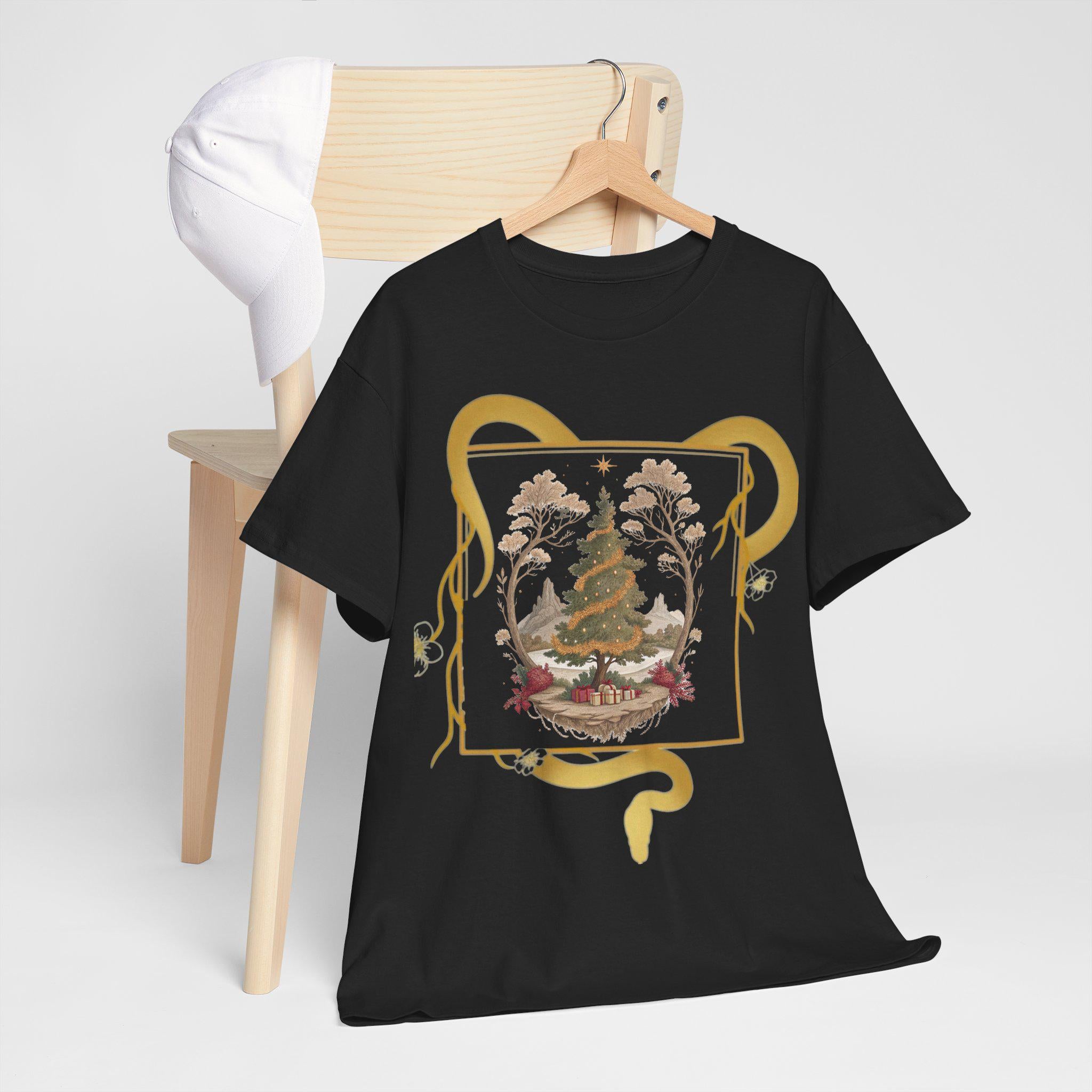 Yggdrasil Christmas Tree with World Serpent T-Shirt | Fantasy Norse Graphic Tee