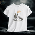 Fantasy Knight and Wolf Graphic Tee: Medieval Warrior Shirt
