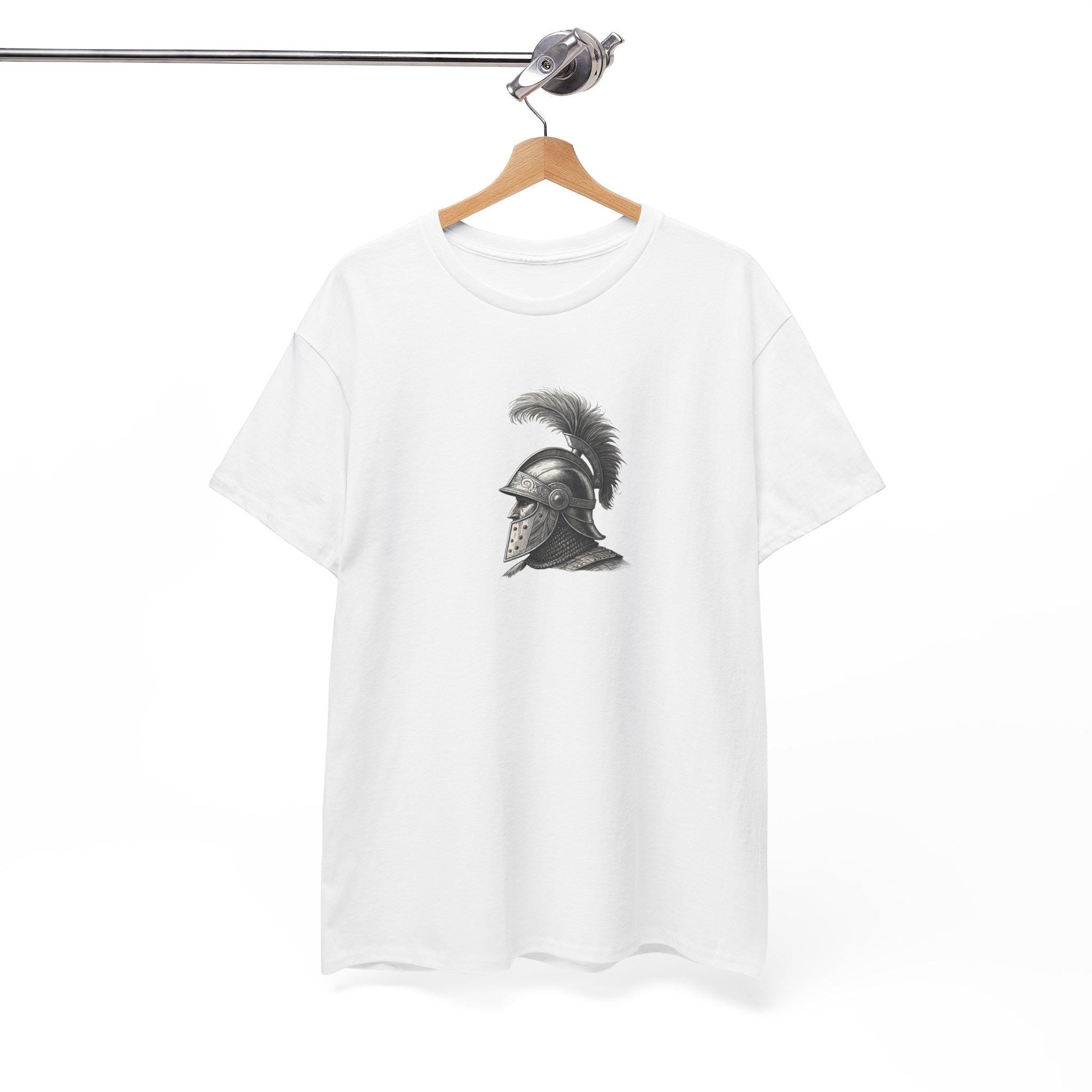 Knight's Plumed Helmet Graphic Tee: Medieval Warrior Cotton T-Shirt
