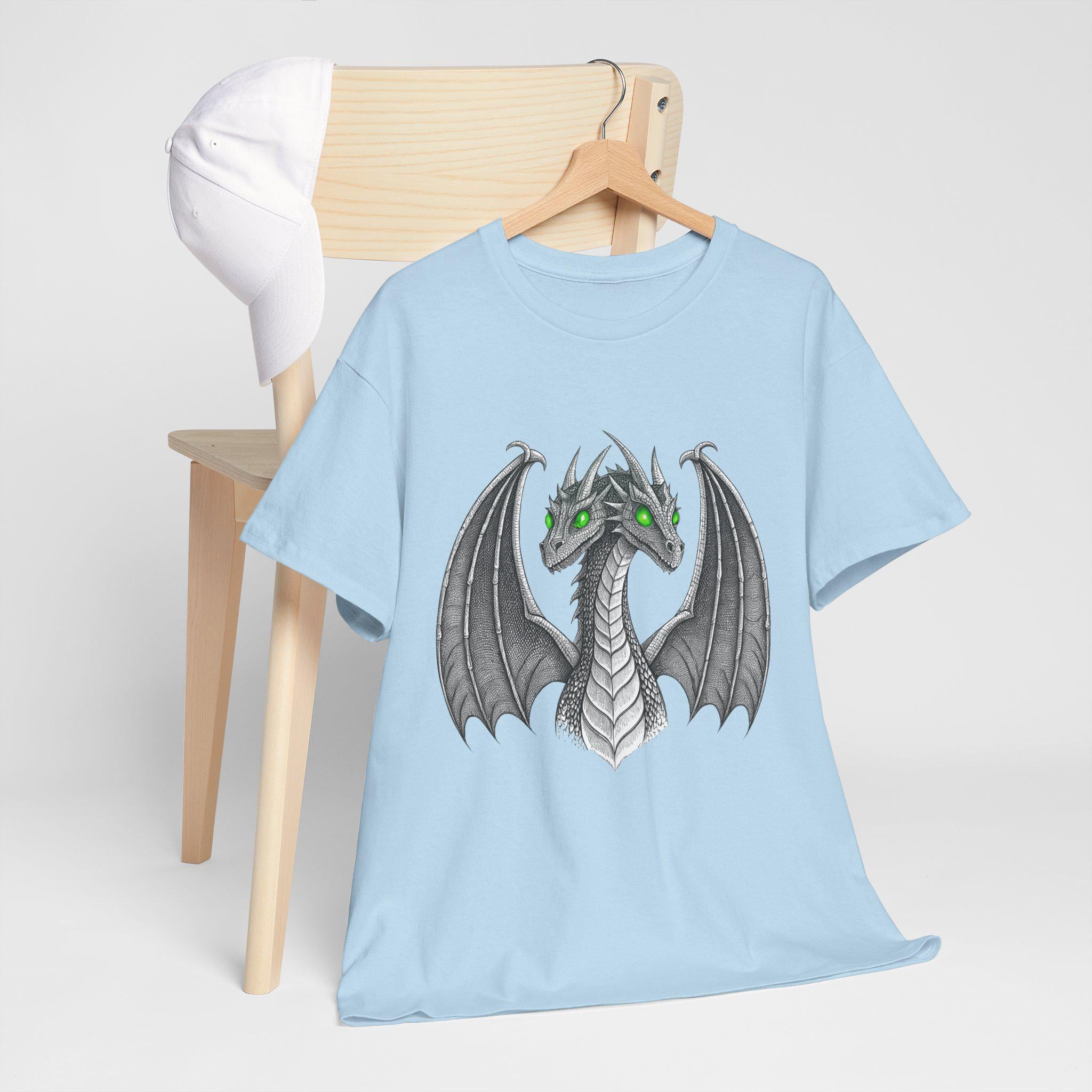 Two-Headed Dragon T-Shirt: Hand-Drawn Medieval Gothic Fantasy Tee