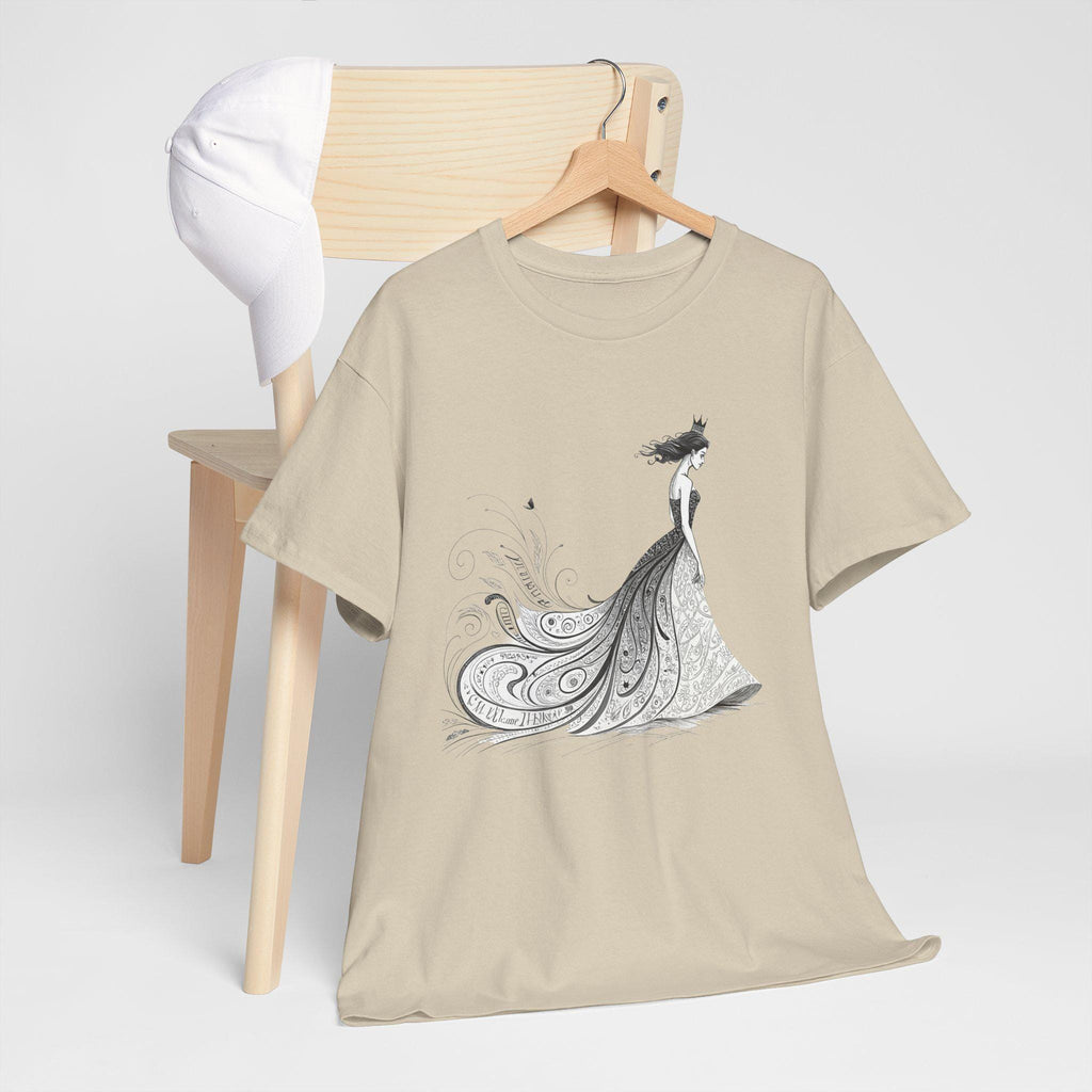 Calligraphy Queen Medieval Fantasy Graphic Tee, Castlecore Artistic Hand Drawn Shirt, Unisex Cotton Top