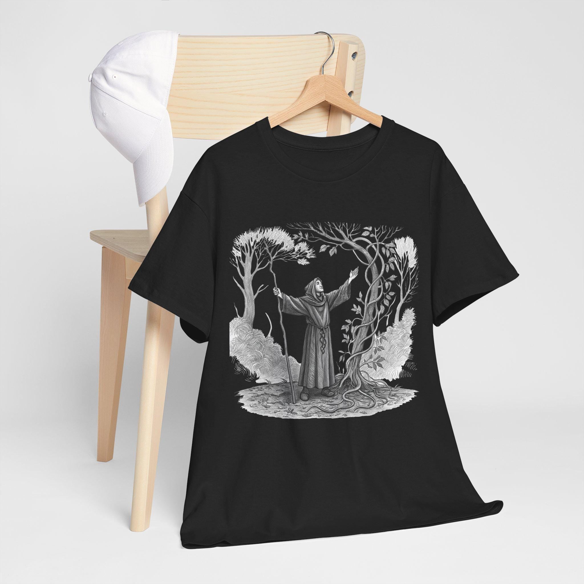 Druid Summoning Vines Graphic Tee - Fantasy Nature Lover Cotton Shirt