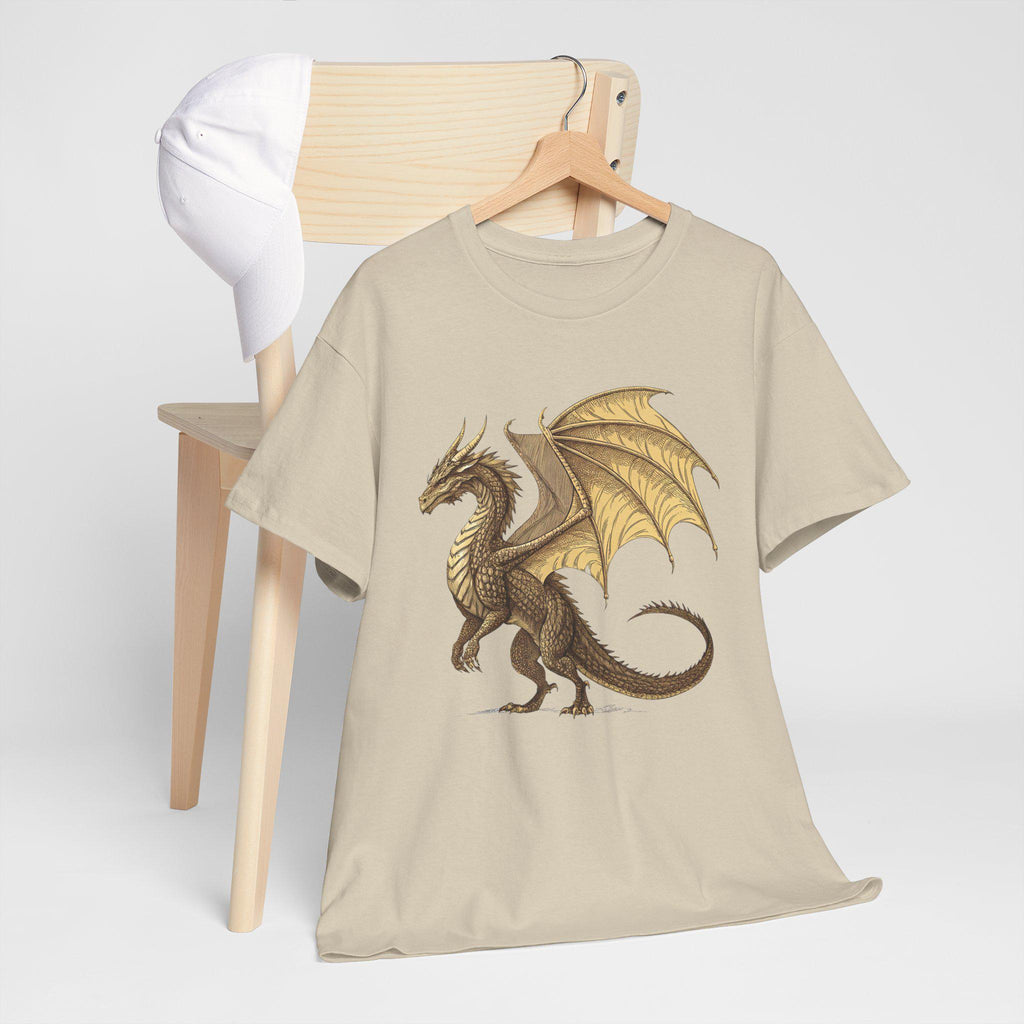 Golden Dragon Graphic Tee: Medieval Fantasy Shirt