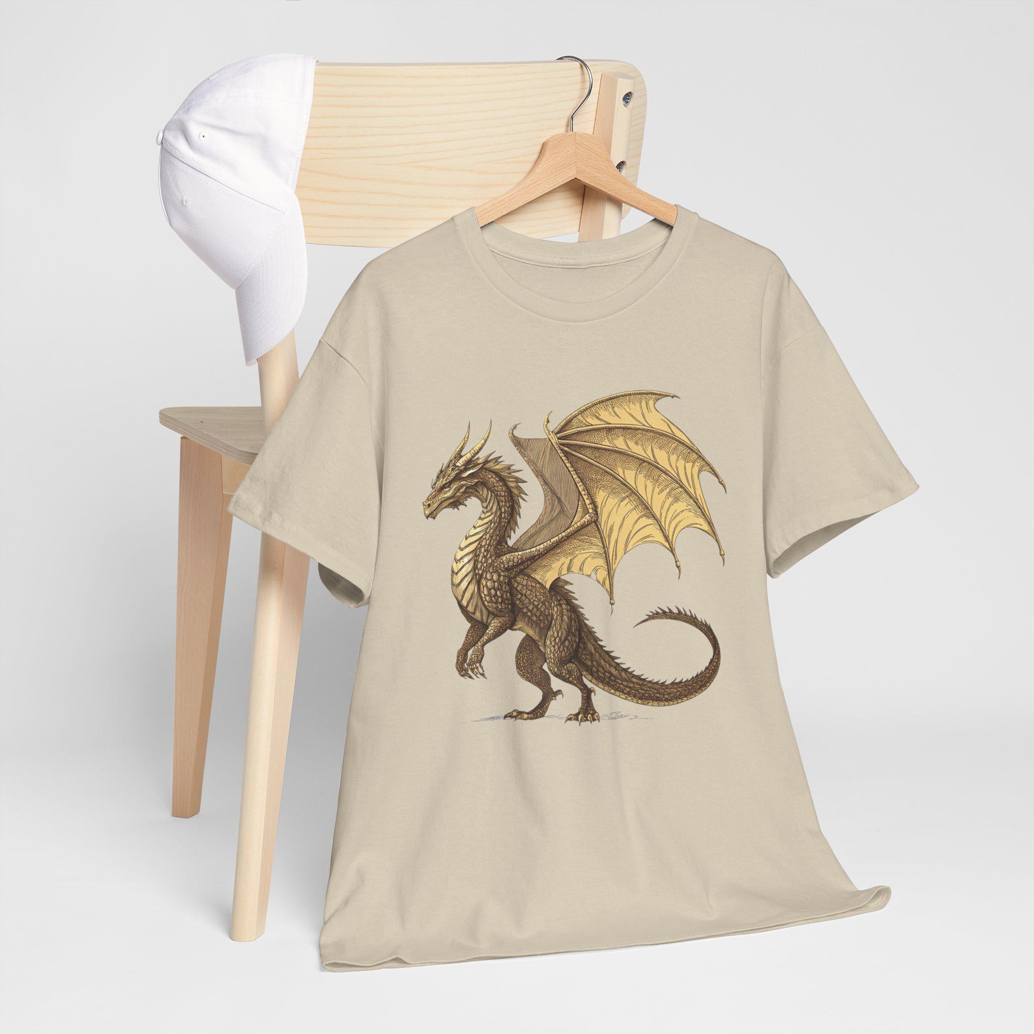 Golden Dragon Graphic Tee: Medieval Fantasy Shirt