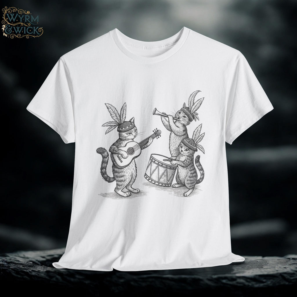 Medieval Cat Band Graphic Tee: Fantasy Mythology Unisex Shirt