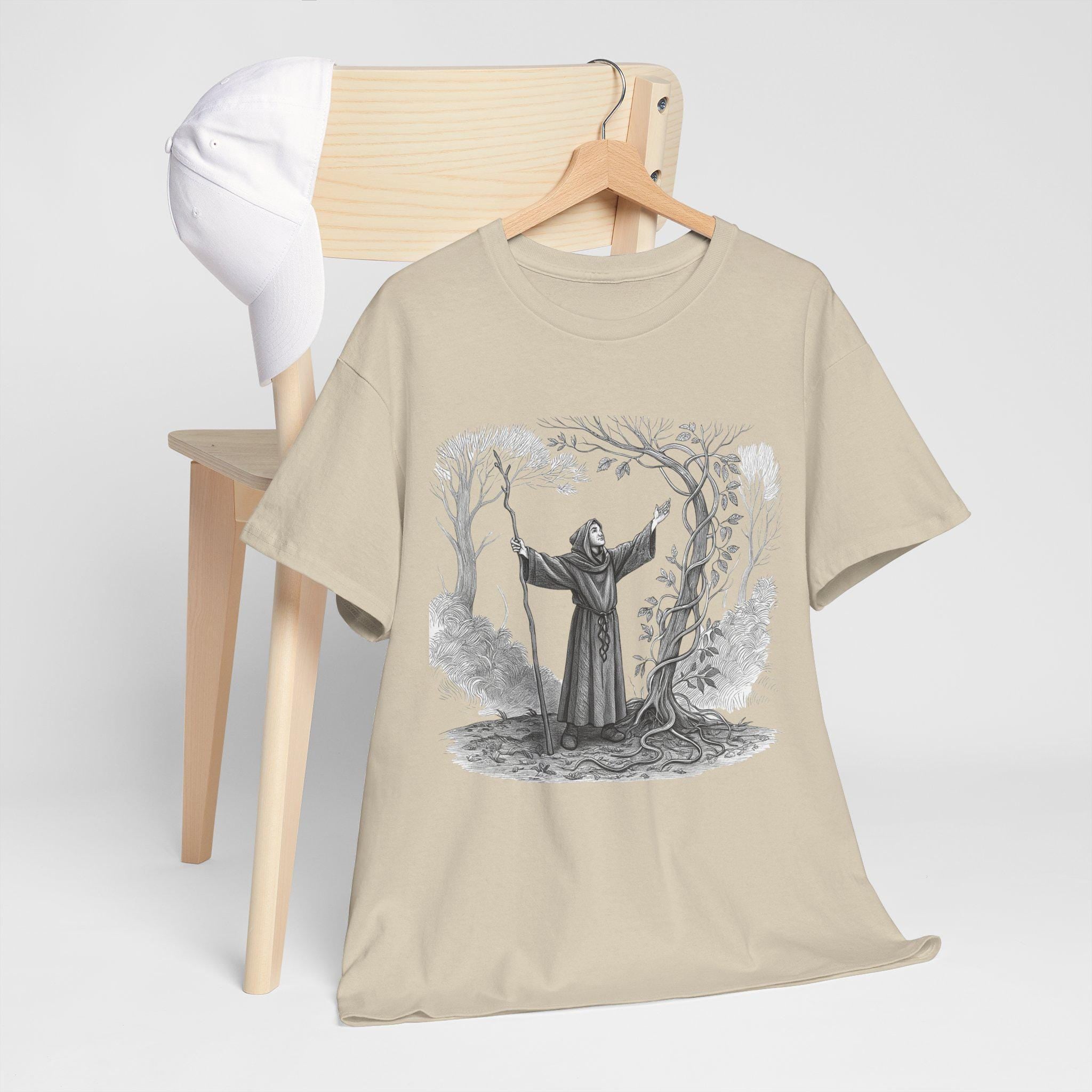 Druid Summoning Vines Graphic Tee - Fantasy Nature Lover Cotton Shirt