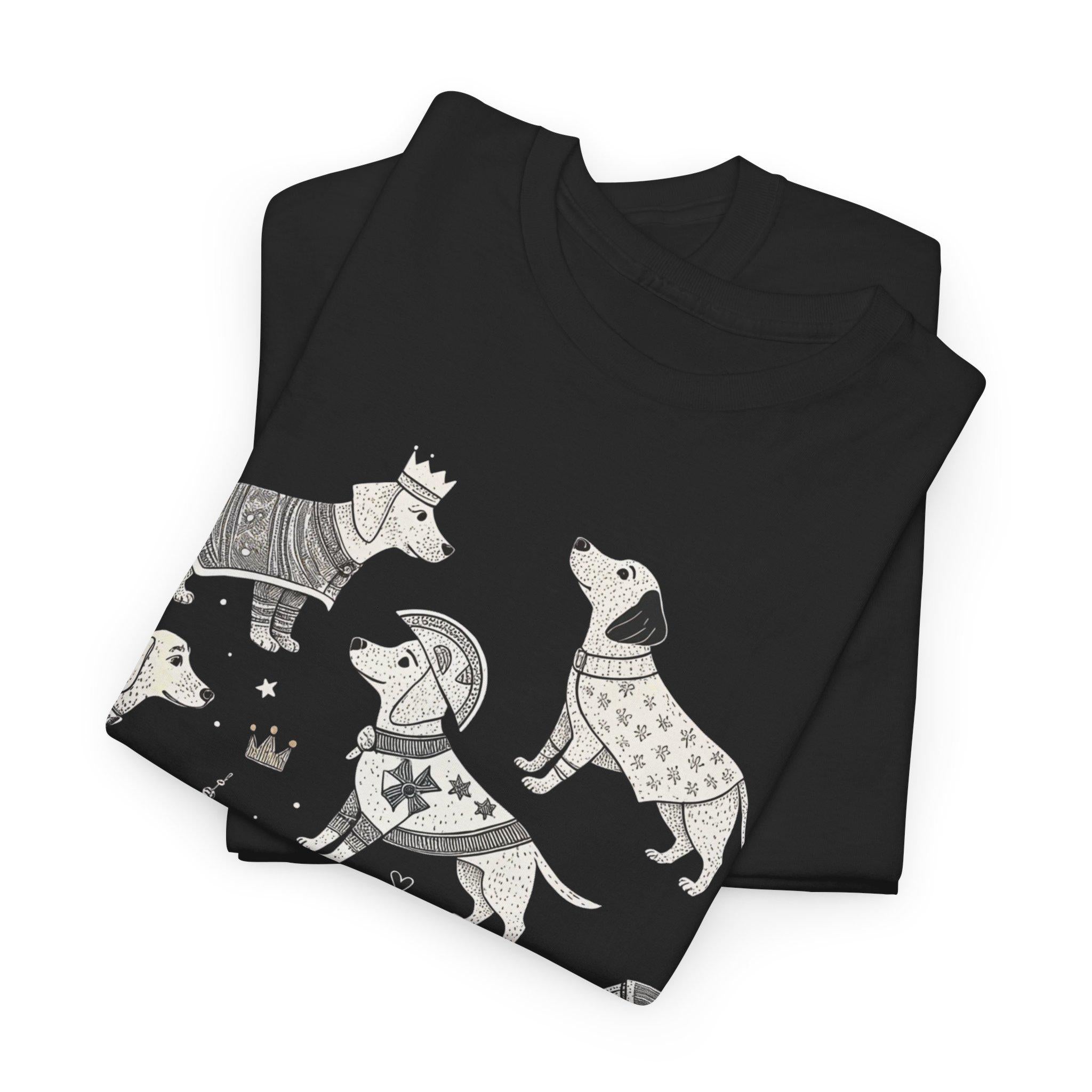 Medieval Dogs Graphic Tee: Renaissance Faire White Ink T-Shirt