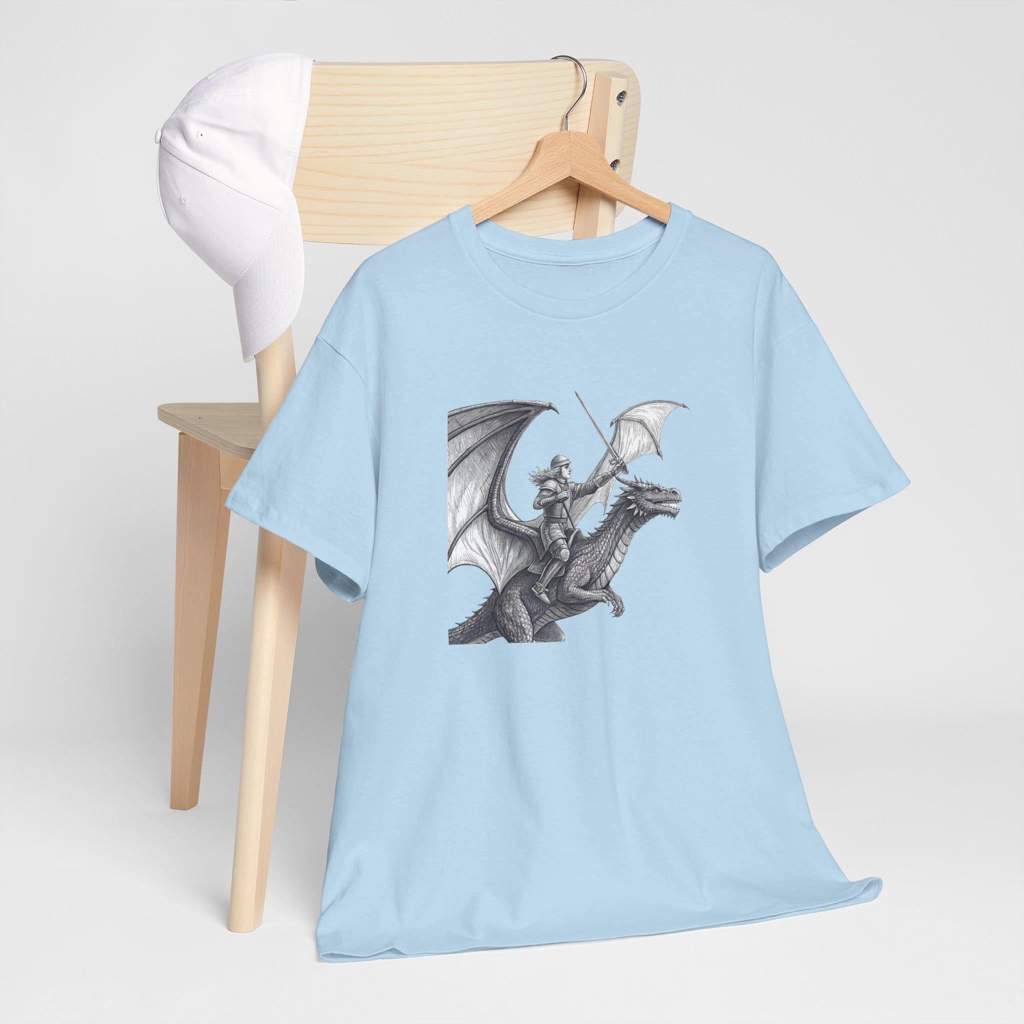 Dragonrider Graphic Tee: Mythical Fantasy Rider Cotton Shirt