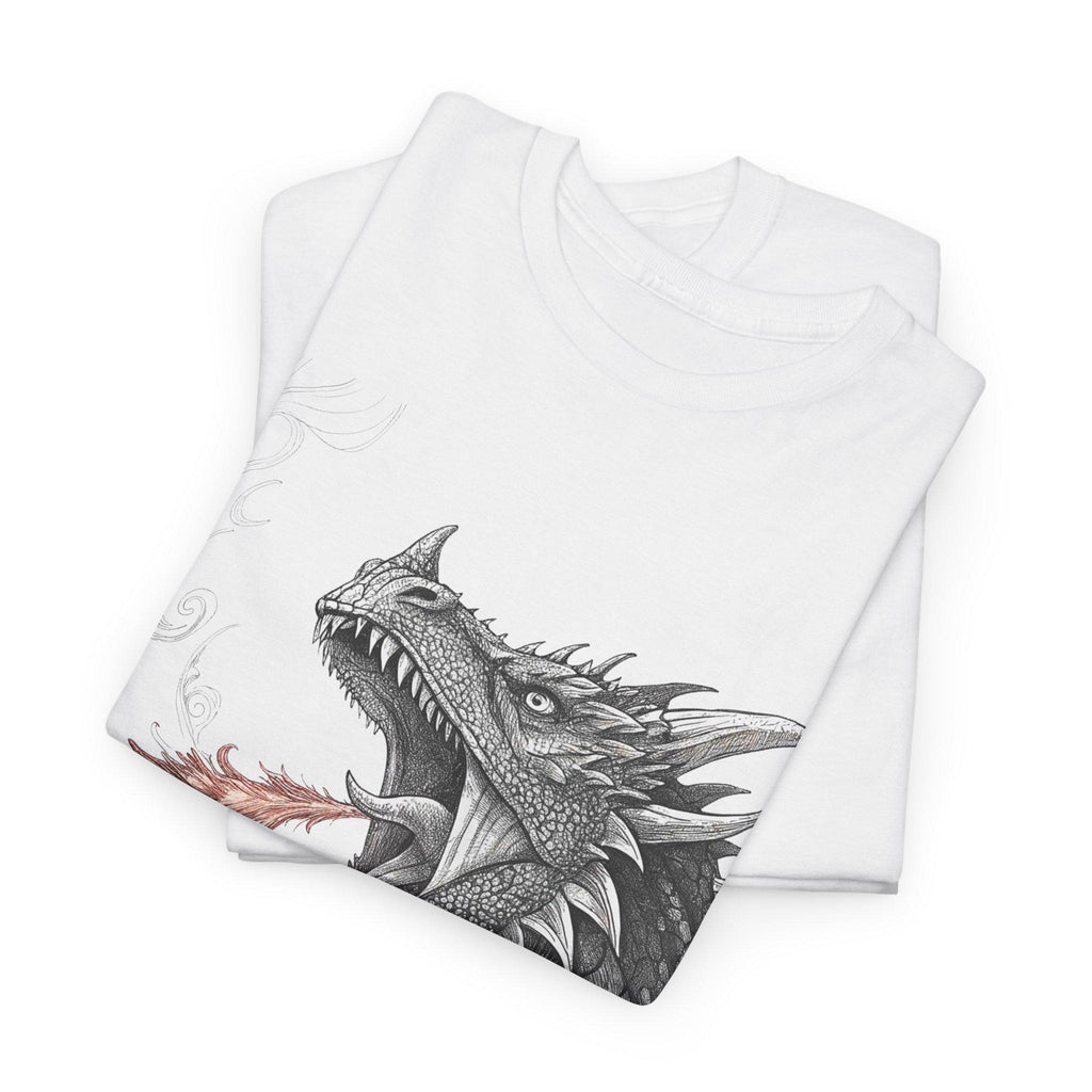 Vintage Dragon Graphic Shirt: Hand-Drawn Fantasy Art