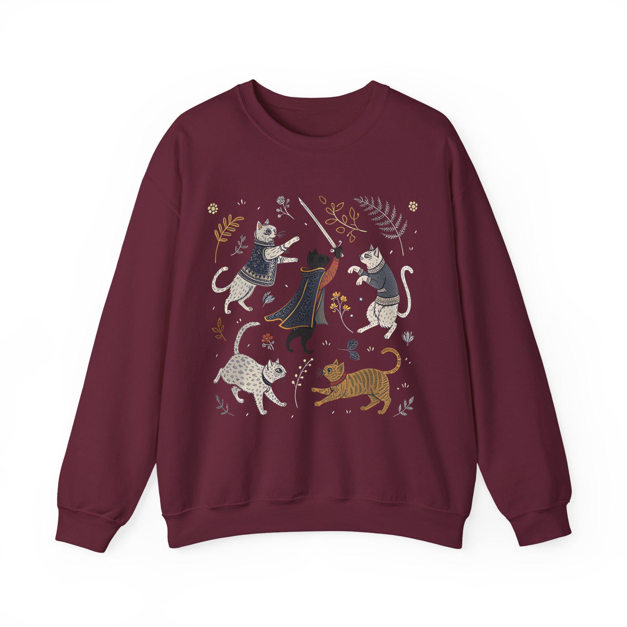 Castlecore Cats Crewneck Sweatshirt | Medieval Graphic