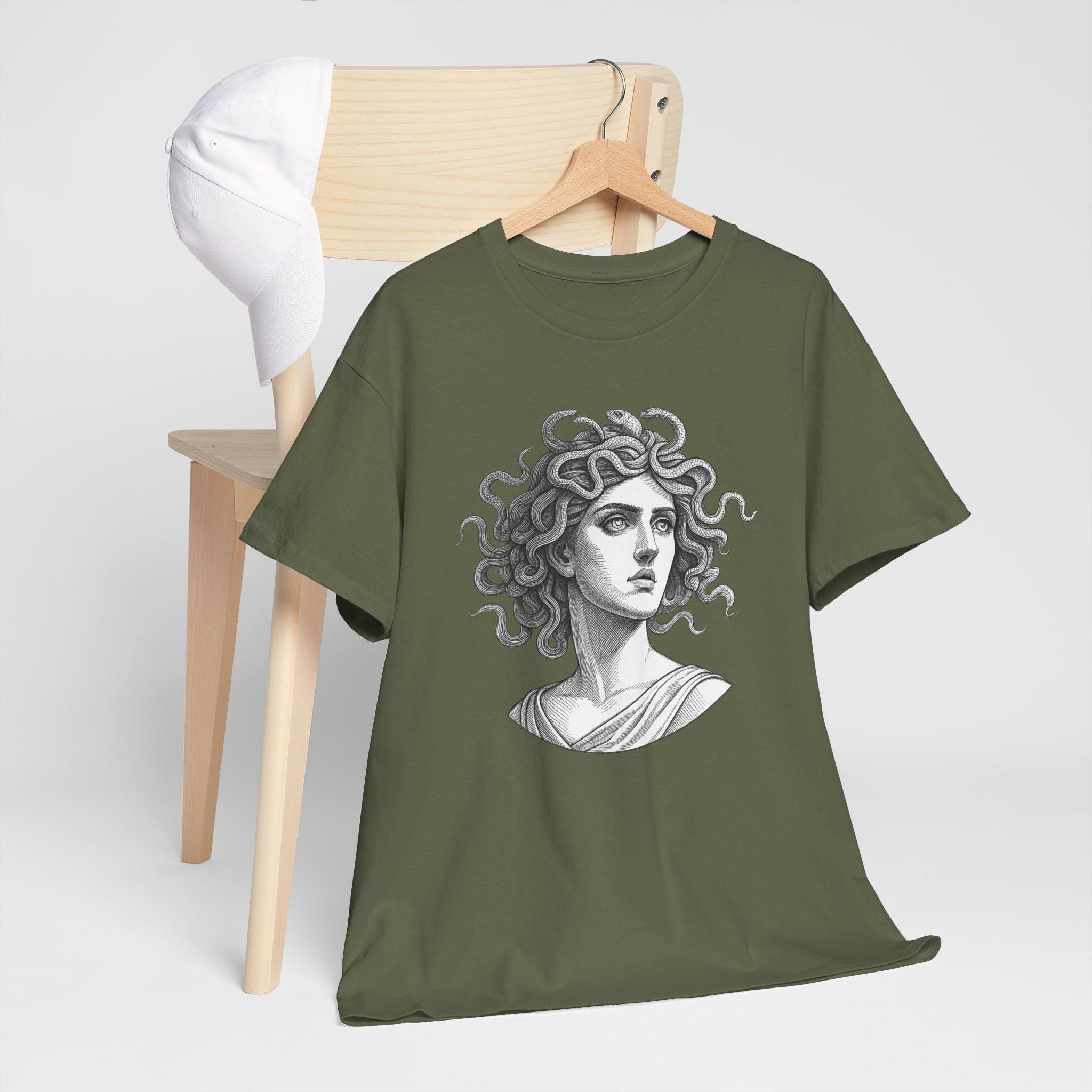 Medusa Graphic Tee: Hand-Drawn Gothic Fantasy Unisex Shirt