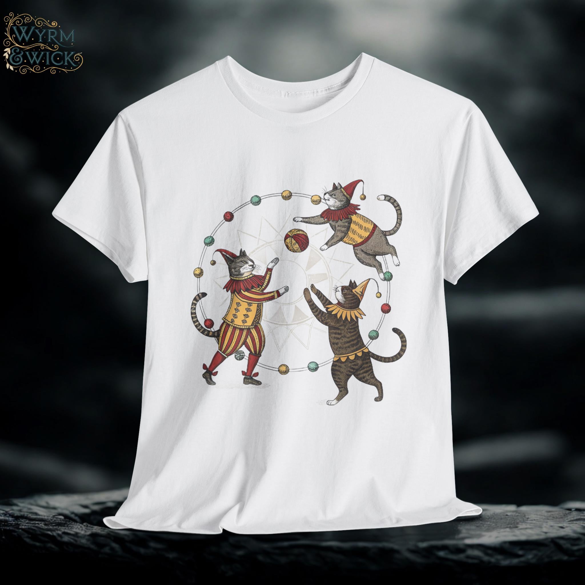 Medieval Cat Jesters Graphic Tee - Fantasy Castlecore Shirt