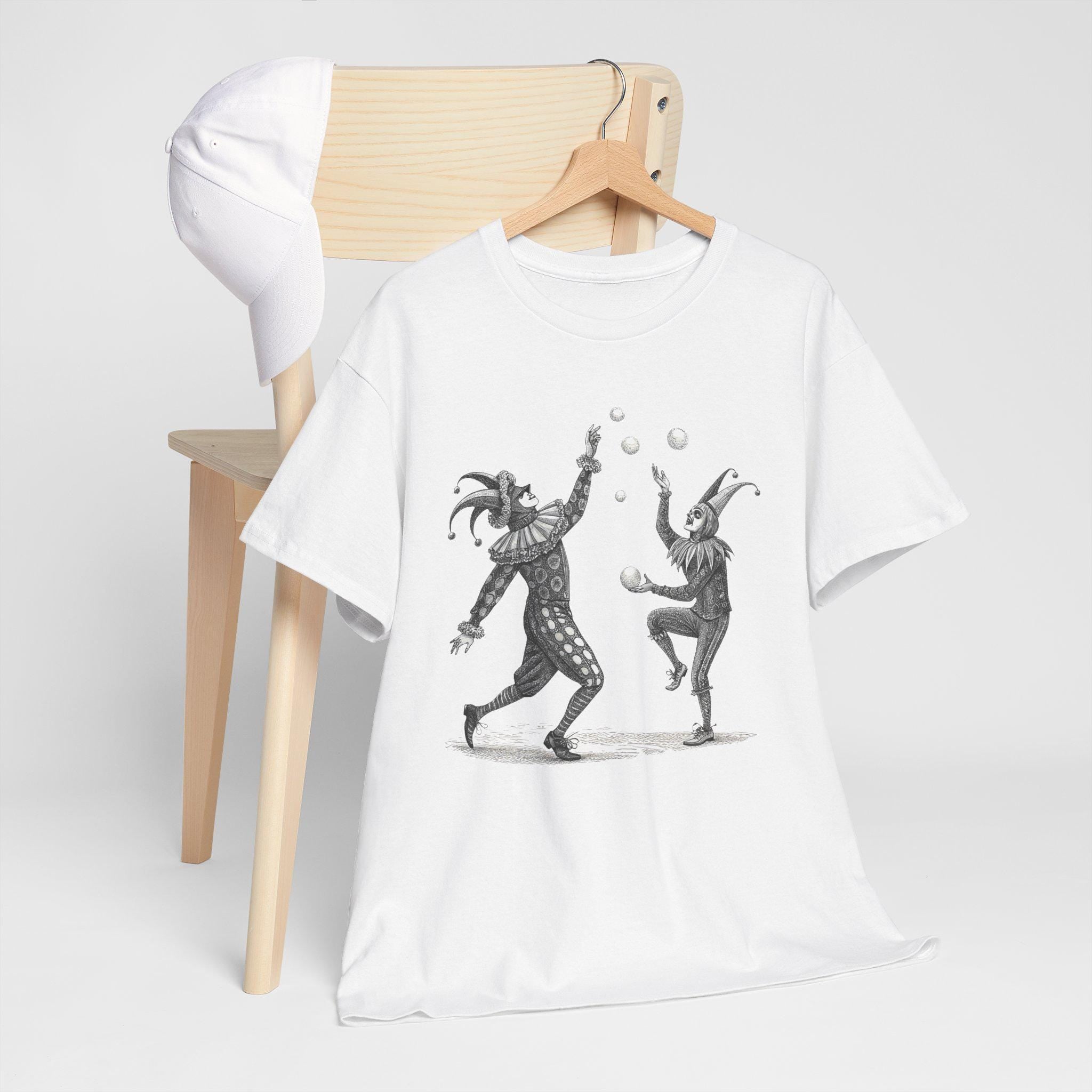 Juggling Jesters Gothic Tee: Medieval Castlecore Graphic T-Shirt