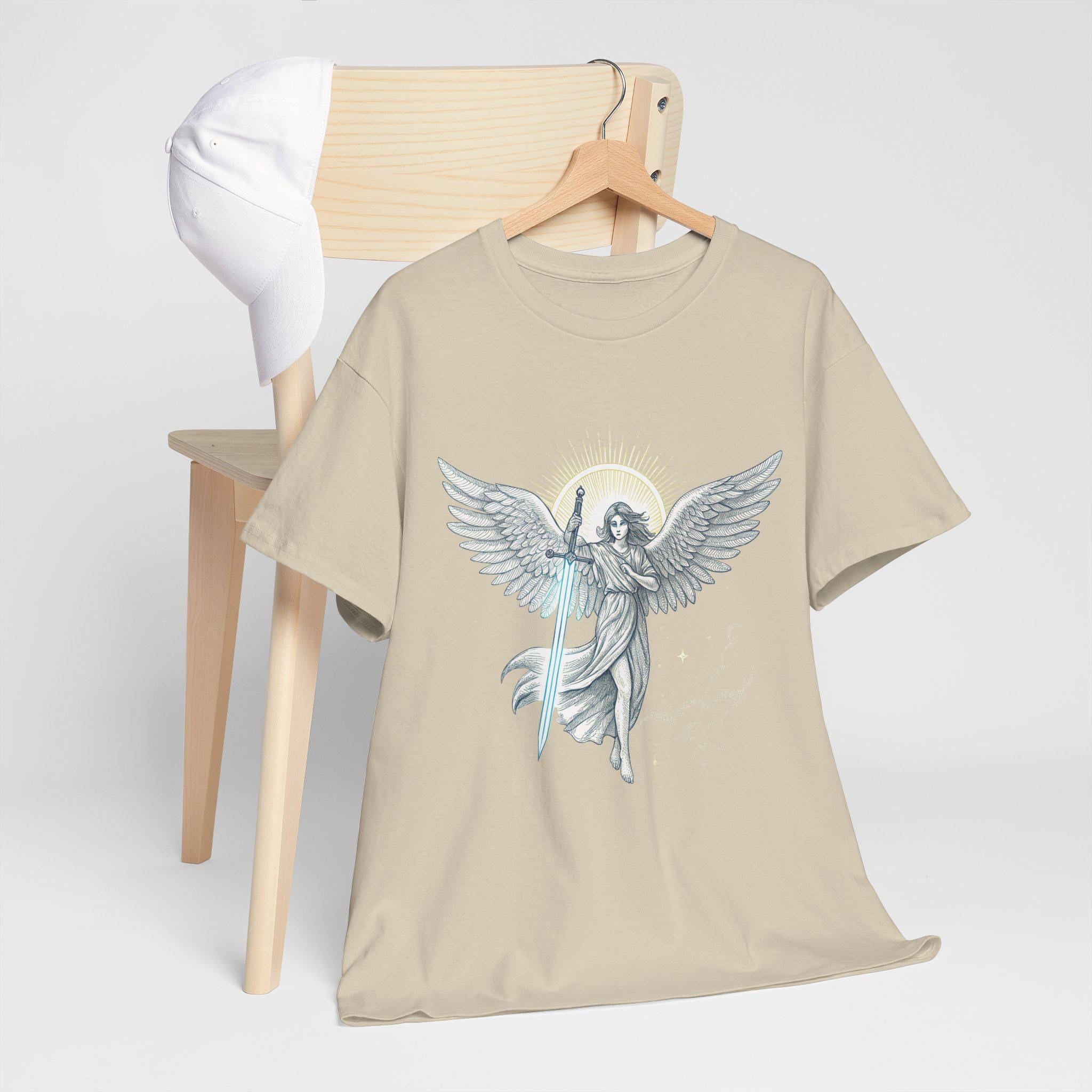 Ethereal Angel Graphic Tee: Hand-Drawn Fantasy Design