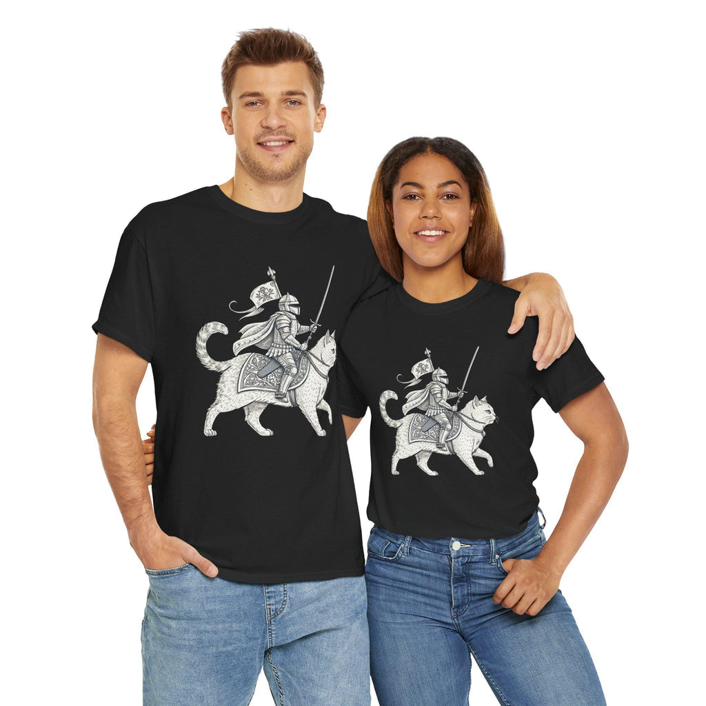 Knight Cat Rider T-Shirt: Funny Medieval Fantasy Graphic Tee