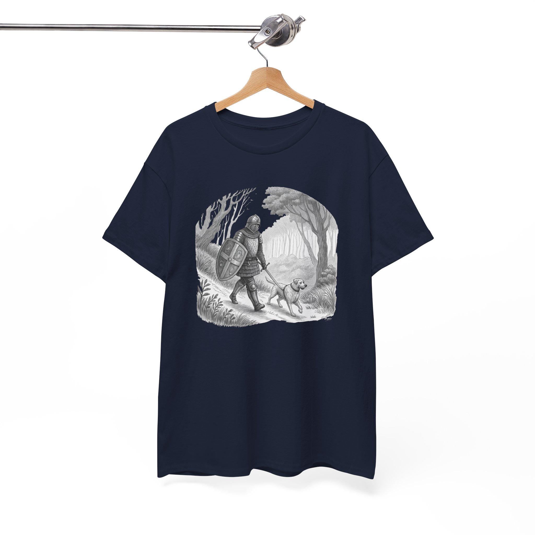 Knight and Companion Graphic Tee: Medieval Fantasy Unisex Shirt